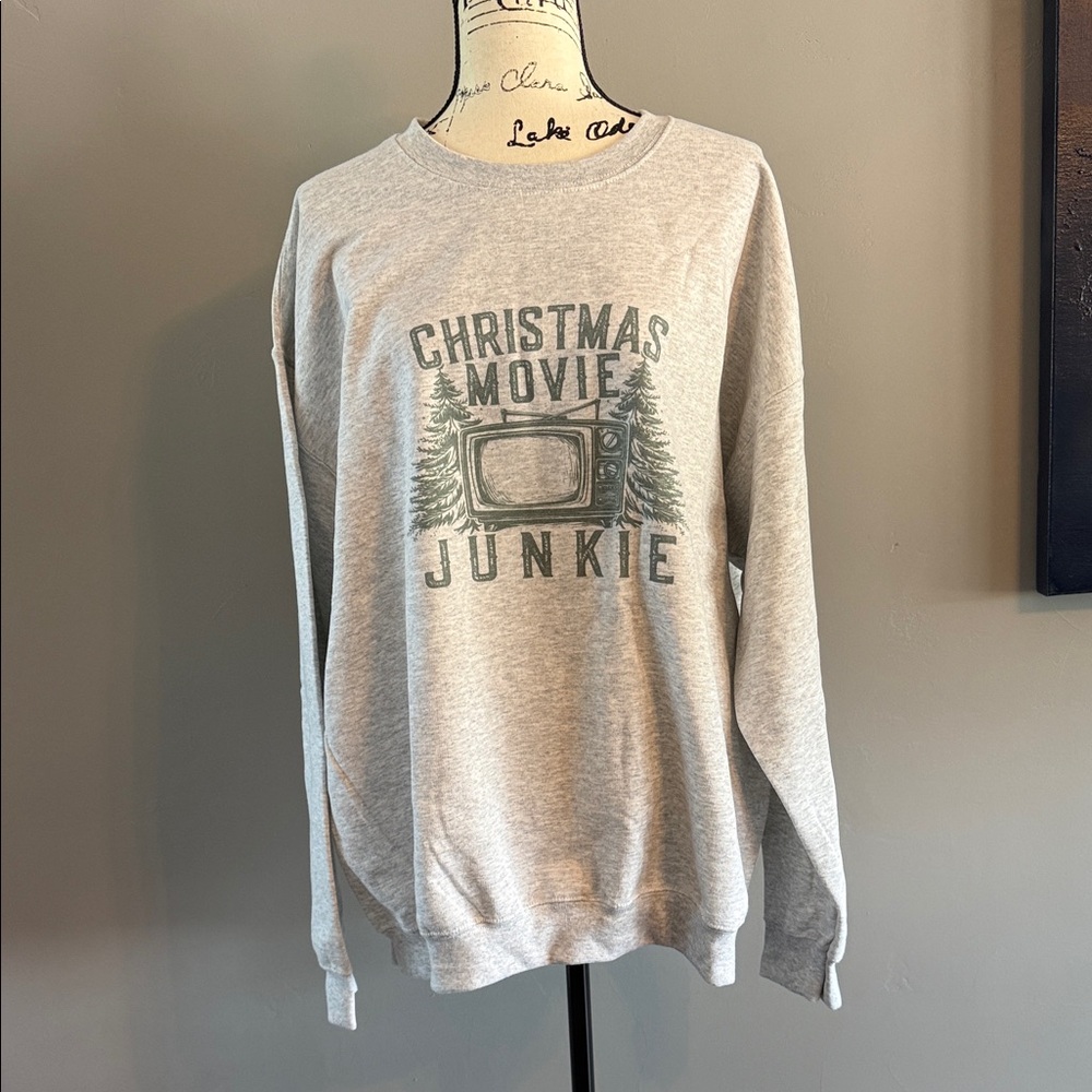 Gildan Brand Gray Christmas Movie Junkie Sweater - XL